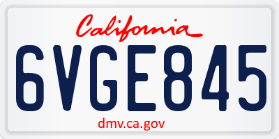 CA license plate 6VGE845