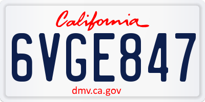 CA license plate 6VGE847