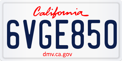 CA license plate 6VGE850