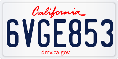 CA license plate 6VGE853