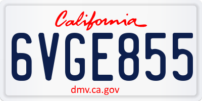CA license plate 6VGE855