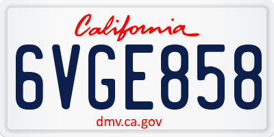 CA license plate 6VGE858