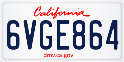 CA license plate 6VGE864
