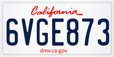 CA license plate 6VGE873