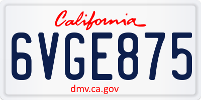 CA license plate 6VGE875