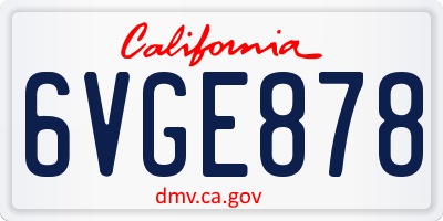 CA license plate 6VGE878