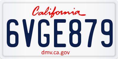 CA license plate 6VGE879