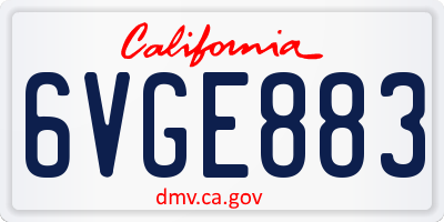 CA license plate 6VGE883