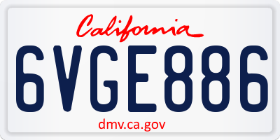 CA license plate 6VGE886