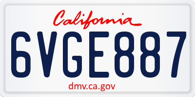 CA license plate 6VGE887