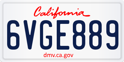 CA license plate 6VGE889