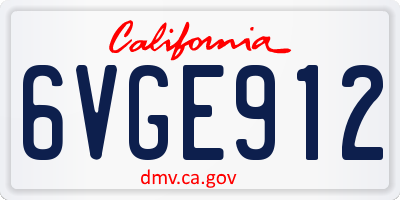 CA license plate 6VGE912