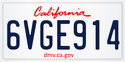 CA license plate 6VGE914