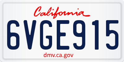CA license plate 6VGE915