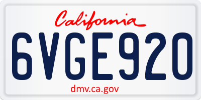 CA license plate 6VGE920