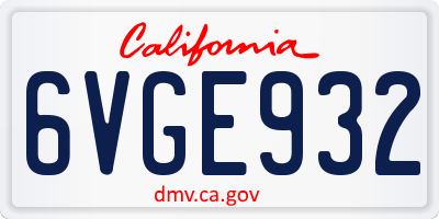 CA license plate 6VGE932