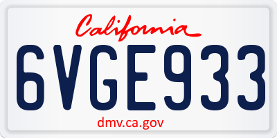 CA license plate 6VGE933