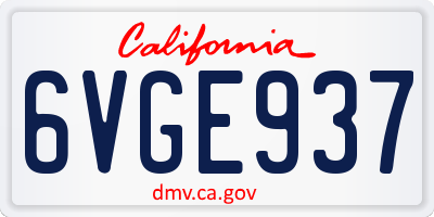 CA license plate 6VGE937