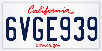 CA license plate 6VGE939