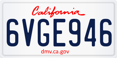 CA license plate 6VGE946