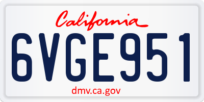 CA license plate 6VGE951