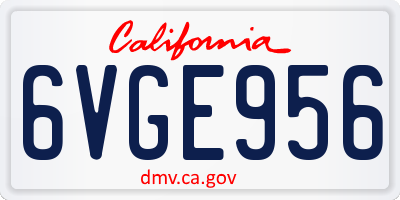 CA license plate 6VGE956