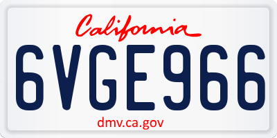 CA license plate 6VGE966
