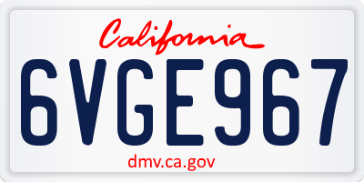 CA license plate 6VGE967