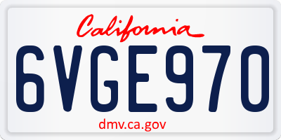 CA license plate 6VGE970
