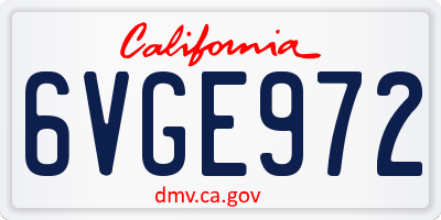 CA license plate 6VGE972