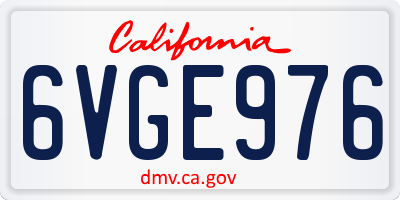CA license plate 6VGE976