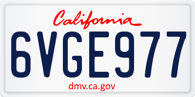 CA license plate 6VGE977