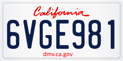 CA license plate 6VGE981