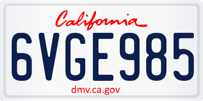 CA license plate 6VGE985