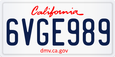 CA license plate 6VGE989