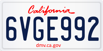 CA license plate 6VGE992