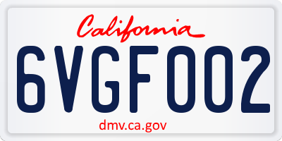 CA license plate 6VGF002