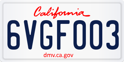 CA license plate 6VGF003