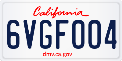 CA license plate 6VGF004