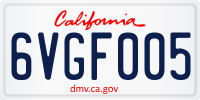 CA license plate 6VGF005