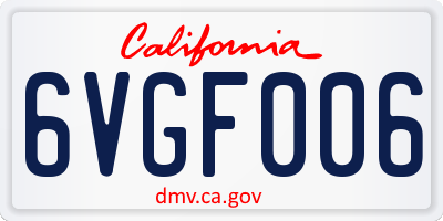 CA license plate 6VGF006