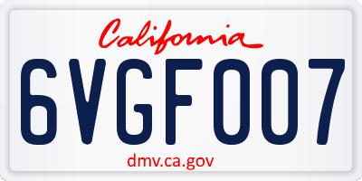 CA license plate 6VGF007
