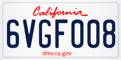 CA license plate 6VGF008