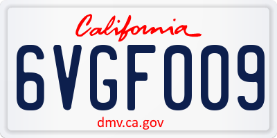 CA license plate 6VGF009
