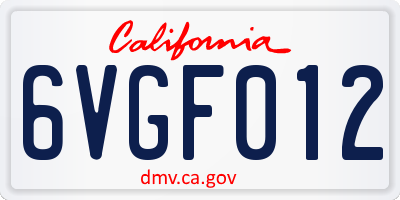 CA license plate 6VGF012