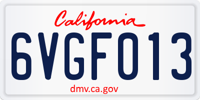 CA license plate 6VGF013