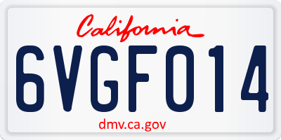 CA license plate 6VGF014