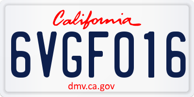 CA license plate 6VGF016