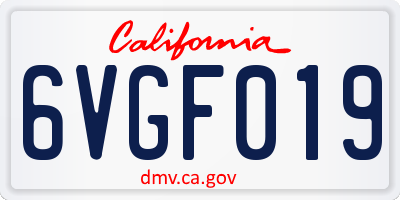 CA license plate 6VGF019