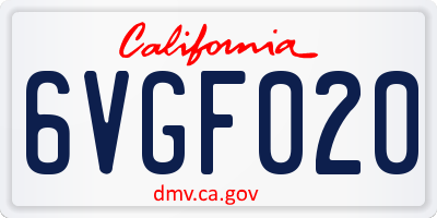 CA license plate 6VGF020